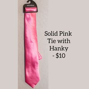 Solid Pink Tie with Hanky
